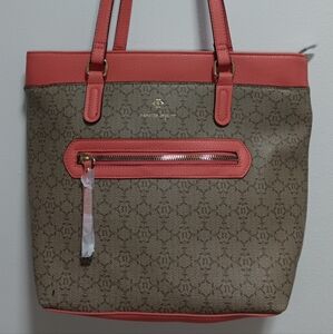 Nanette Lepore light brown and orange accent leather shoulder bag